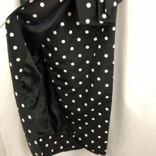 Vintage Victor Costa Gown Black and White Pocka Dot Bowed High Slit Strapless 9