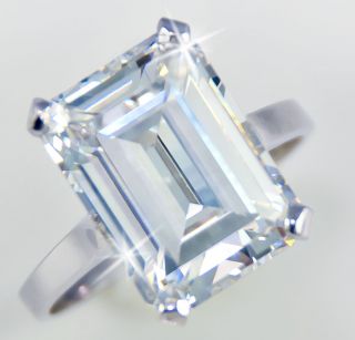 10 Ct Emerald Cut Ring Vintage Top Russian Aaaaa Cz Moissanite Simulant Size 9