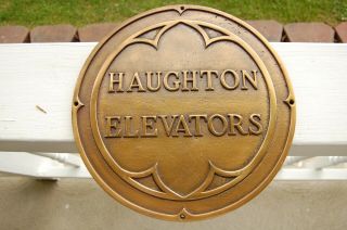 Old Vintage Haughton Elevators Bronze Builders Plate