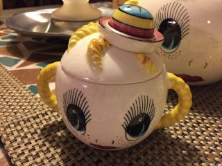 RARE Vintage Royal Sealy Google Eye Pixie Girl Tea Pot/Cookie Jar/Butter Dish 6