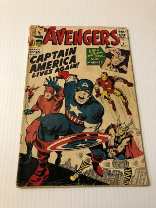 The Avengers 4 First Silver Age Captain America Vintage Silver Age