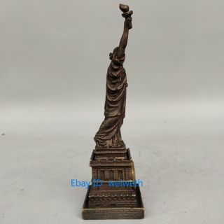 Collectible Handmade Carving Statue of Liberty Bronze Mechanical Clock Art 4