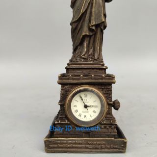 Collectible Handmade Carving Statue of Liberty Bronze Mechanical Clock Art 5