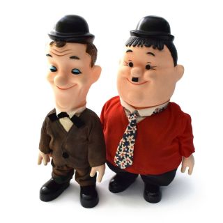 Vintage Berman & Anderson 1973 Laurel And Hardy Painted Standing Plastic Dolls