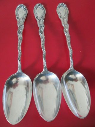 3 Louis Xv 1891 - Durgin - Sterling - 8 1/2 In Serving Spoons - 5.  7 Toz