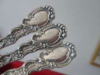 3 LOUIS XV 1891 - DURGIN - STERLING - 8 1/2 in SERVING SPOONS - 5.  7 toz 3