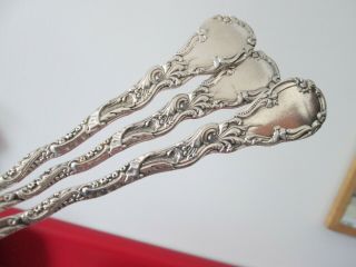 3 LOUIS XV 1891 - DURGIN - STERLING - 8 1/2 in SERVING SPOONS - 5.  7 toz 4
