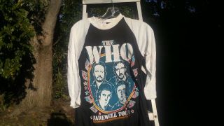 Vintage The Who Farewell 1982 Us Tour ¾ Sleeve Band Rock T Shirt Size M