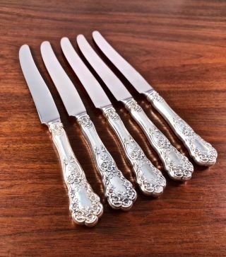 (6) Gorham Co Sterling Silver Handled Dinner Knives Buttercup: 8 3/4 " (last Set)