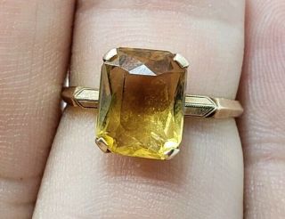 Vintage Antique Mid Century Art Deco? 10k Yellow Gold Citrine? Ladies Ring Sz 6 4