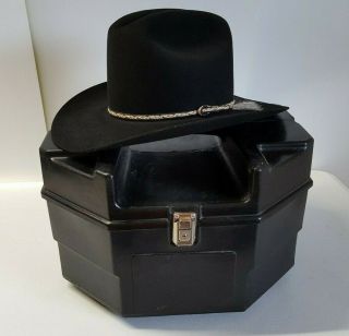 Stetson Beaver Cowboy Hat Size 7 5/8 4x Black Comstock 4 Inch Brim Nos Vtg Jk6