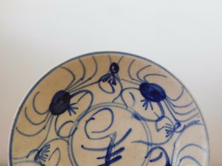 c.  17th - Antique Chinese Blue & White Ming Crab Pattern Porcelain Plate Saucer 3