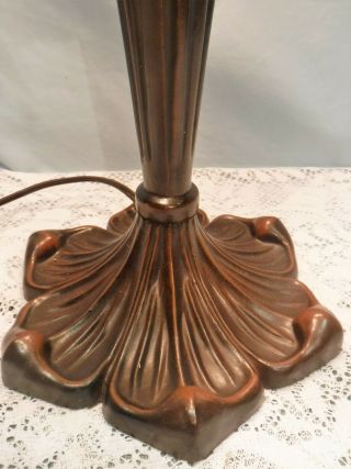 VTG Tiffany Style Table Lamp Owl Faces Double Socket Stained Glass 5