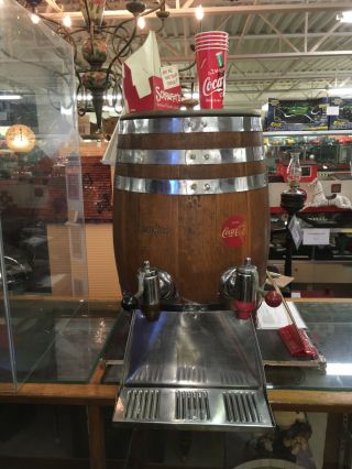 Vintage Coca - Cola Richardson Root Beer 2 Tap Oak Barrel Soda Fountain Dispenser