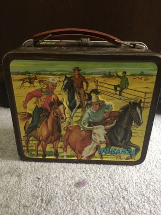 Vintage 1965 Bonanza Metal lunchbox With Thermos 3