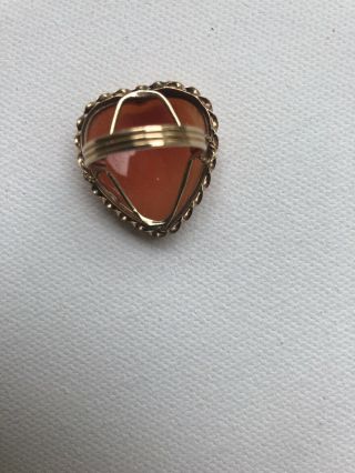 14k Gold Heart Shaped Vintage Cameo Ring 2