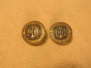 Set Of 2 Wwii Sterling United States Merchant Marine Service Badges Pins Ae Co