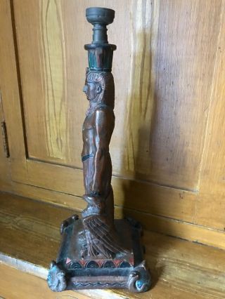 VINTAGE ART DECO ARMOR BRONZE EGYPTIAN REVIVAL Figural PHARAOH Lamp Rare 11