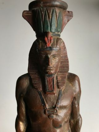 Vintage Art Deco Armor Bronze Egyptian Revival Figural Pharaoh Lamp Rare