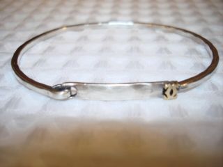 Vintage Cartier 18k Yellow Gold & Sterling Silver Hammered Oval Bangle Bracelet