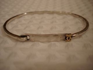 Vintage Cartier 18k Yellow Gold & Sterling Silver Hammered Oval Bangle Bracelet 3