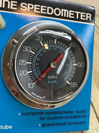 Vintage Aqua Meter 55 Mph Speedometer Nos W/ Wiring Chris Kraft Speed Boat