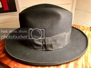 Vintage Borsalino Fu Lazzaro Pre - 1936 Fedora Hat Black Size 6 7/8 (55cm)