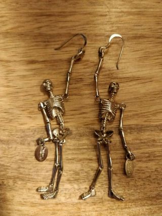 Rare Vintage Vivienne Westwood Skeleton Earrings Silver Unworn 12