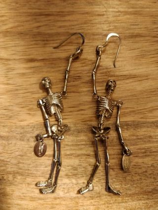 Rare Vintage Vivienne Westwood Skeleton Earrings Silver Unworn