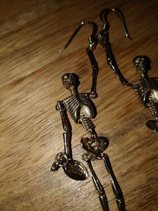 Rare Vintage Vivienne Westwood Skeleton Earrings Silver Unworn 4