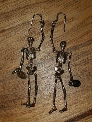 Rare Vintage Vivienne Westwood Skeleton Earrings Silver Unworn 6