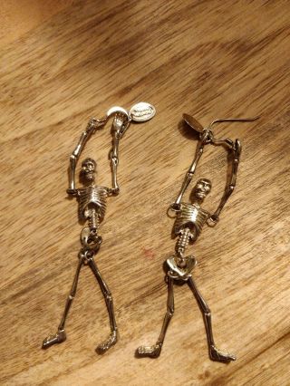 Rare Vintage Vivienne Westwood Skeleton Earrings Silver Unworn 9