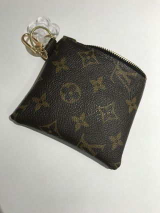 Vintage Louis Vuitton Zip Key Pouch - Coin Purse Brown Lv Monogram Up Cycled