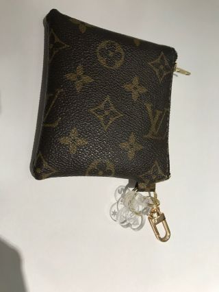 Vintage Louis Vuitton Zip Key Pouch - Coin Purse Brown LV Monogram Up Cycled 2