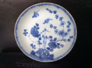 Chinese ‘ca Mau’ Porcelain Saucer Showing ‘flowers & Birds’,  C1725.