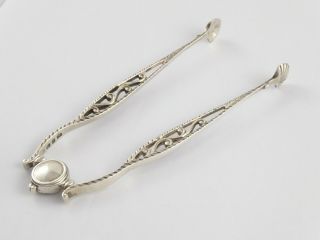 Antique Victorian Solid Sterling Silver Spring Action Sugar Tongs 1878