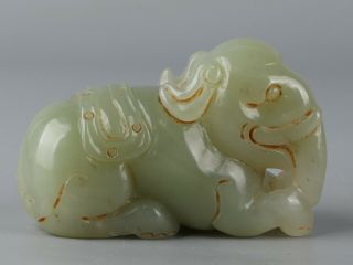 Chinese Exquisite Hand - Carved Elephant Carving Hetian Jade Statue