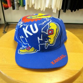 Rare Vtg 90s The Game Kansas Jayhawks Big Logo Snapback Hat Og Cap Ncaa Nfl Nba