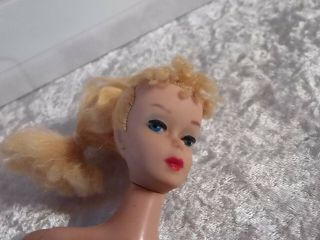 Vintage Barbie Blonde 3 - 4 Doll Solid Body Flocked Head W/Box & Outfit 4