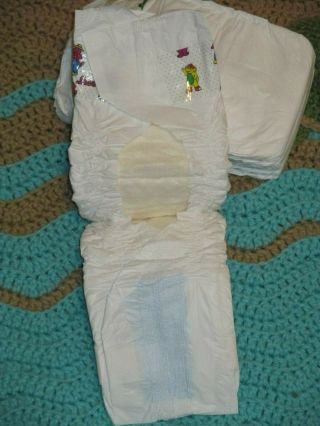 37 Count Vintage LUVS Barney & Friends Plastic Tape Closure Infant Diapers 3