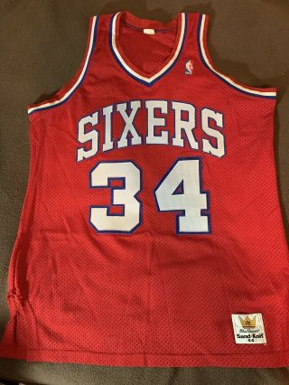 Vintage Sand Knit Champion Philadelphia 76ers Sixers Charles Barkley Jersey L