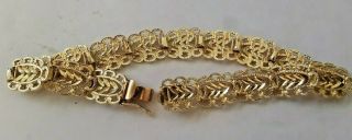 14k Yellow Gold Fancy Link Panel Ladies Bracelet 11g Estate Vintage 71/4