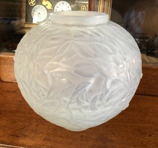 Vintage Lalique Crystal Glass Opalescent Gui Mistletoe Vase