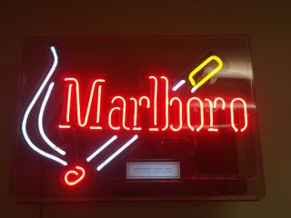 Vintage Marlboro Cigarettes Neon Lighted Sign Tobacco Advertising 21 " X 15 "