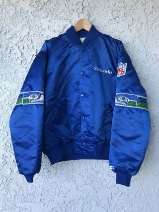 Vintage Seattle Seahawks Starter Satin Jacket Nfl Rare 80s 90s Russell Wilson