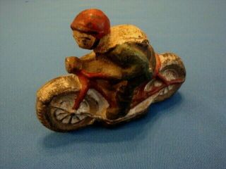 Vintage Cast Iron Toy Motorcycle With Rider