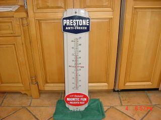 Vintage Prestone Anti Freeze Porcelain Thermometer 36 " Rare Magnetic