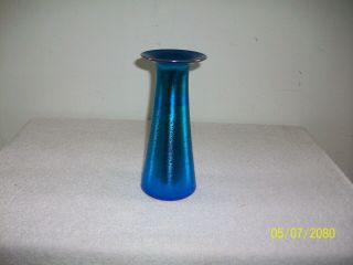 Antique Electric Blue Aurene Elegant Durand Art Glass Trumpet Style Vase