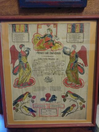 Antique Pennsylvania Fraktur Taufschein Signed by Martin Brechall 2