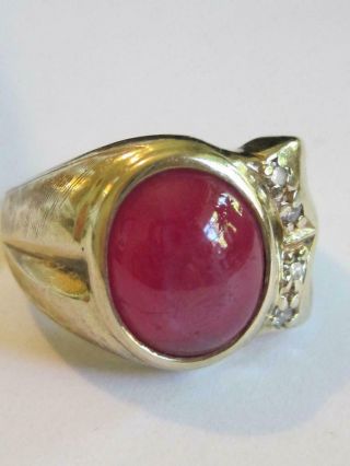 Vintage Yellow 14k Gold Pink Sapphire Diamond Ring Size 5.  5